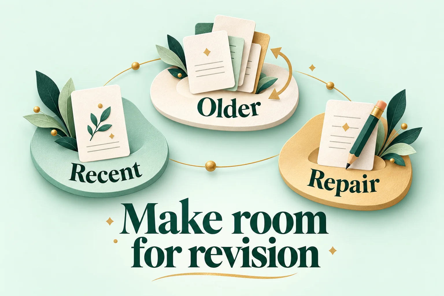 Make room for revision: illustrated groups labelled Recent, Older and Repair